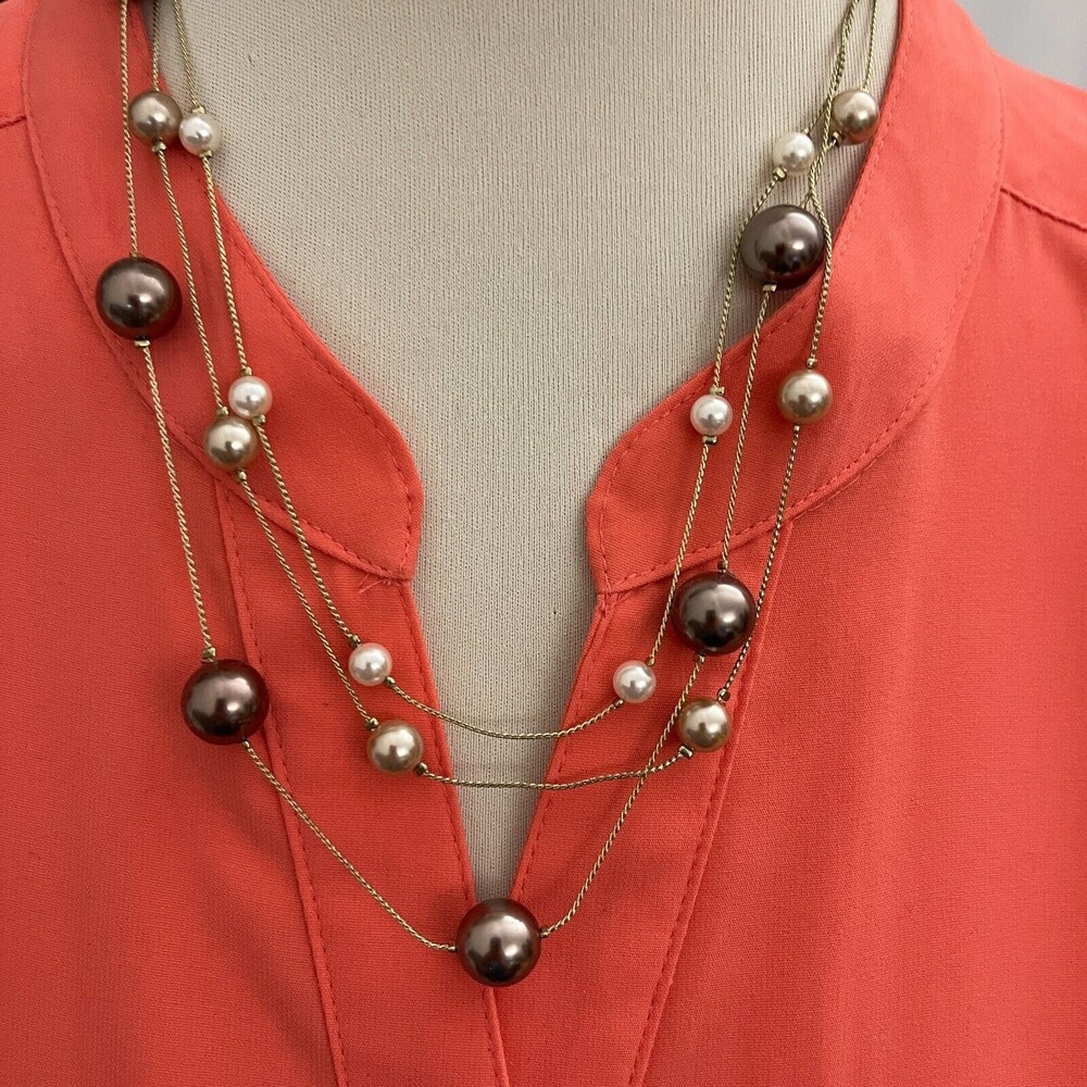 Croft & Barrow‎ Gold-tone Purple Beaded Graduated Necklace Dangling Earrings NWT